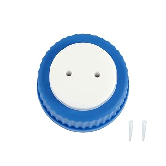 Blue GL45 Safety Filling Cap with One Hole for Glass Bottles, 1/8 Inch OD Tubing, Complete Kit 4, 2-Port