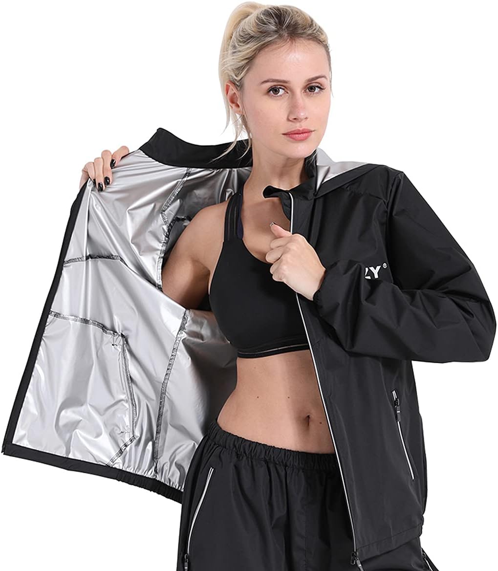 Sauna Zweetpakken voor mannen en vrouwen Gewichtsverlies Fitness Gym Oefening Hooded Jas Broek Full Body Pakken