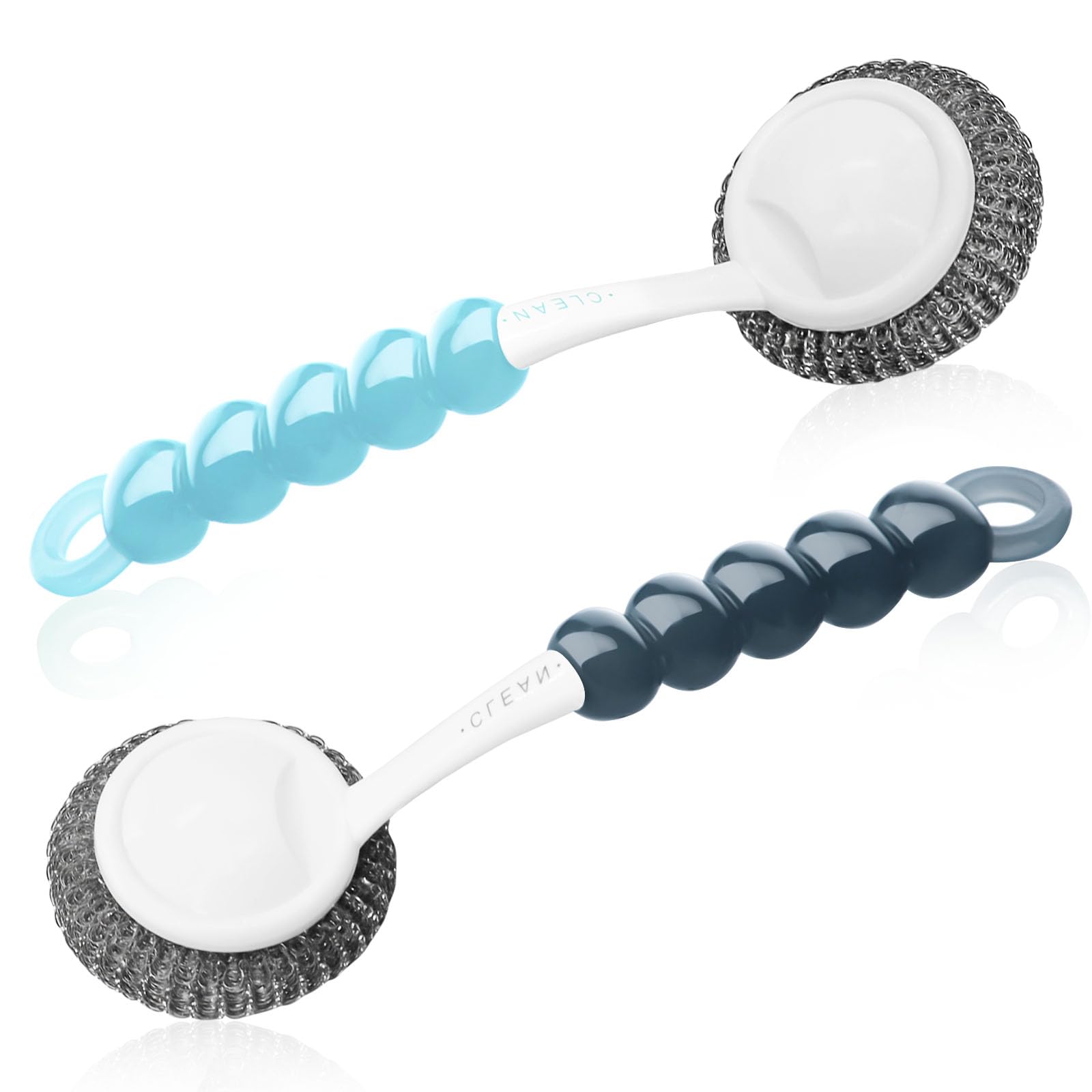 Stainless Steel Scrubber Dish Brush with Handle, Kitchen Steel Wool Pot Scrubber Metal Scrubber Dish Scrub Brush, Steel Scrubbers for Cleaning Dishes Pots, Pans, Grills, Sinks, Dishwashing Supplies