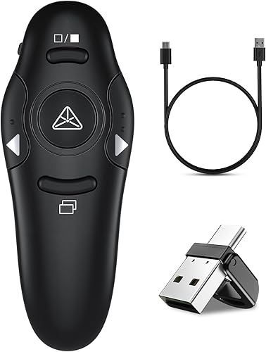 Vista 11 de Presentación Clicker Presentador inalámbrico Control remoto USB PowerPoint PPT Clicker, puntero láser RF 2.4GHz Presentador remoto Google Slide Luz