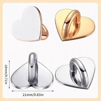 Moxweyeni 8 Pcs Cell Phone Finger Ring Adhesive Metal Phone Finger Grip Loop Stand Heart Grip Holder Charm Hook for DIY Hanging Supplies