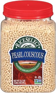 RiceSelect Pearl Couscous Israeli Couscous Non-GMO, 24.5 oz Pack of 4 Jars - Toasted Semolina for Flavorful Meals