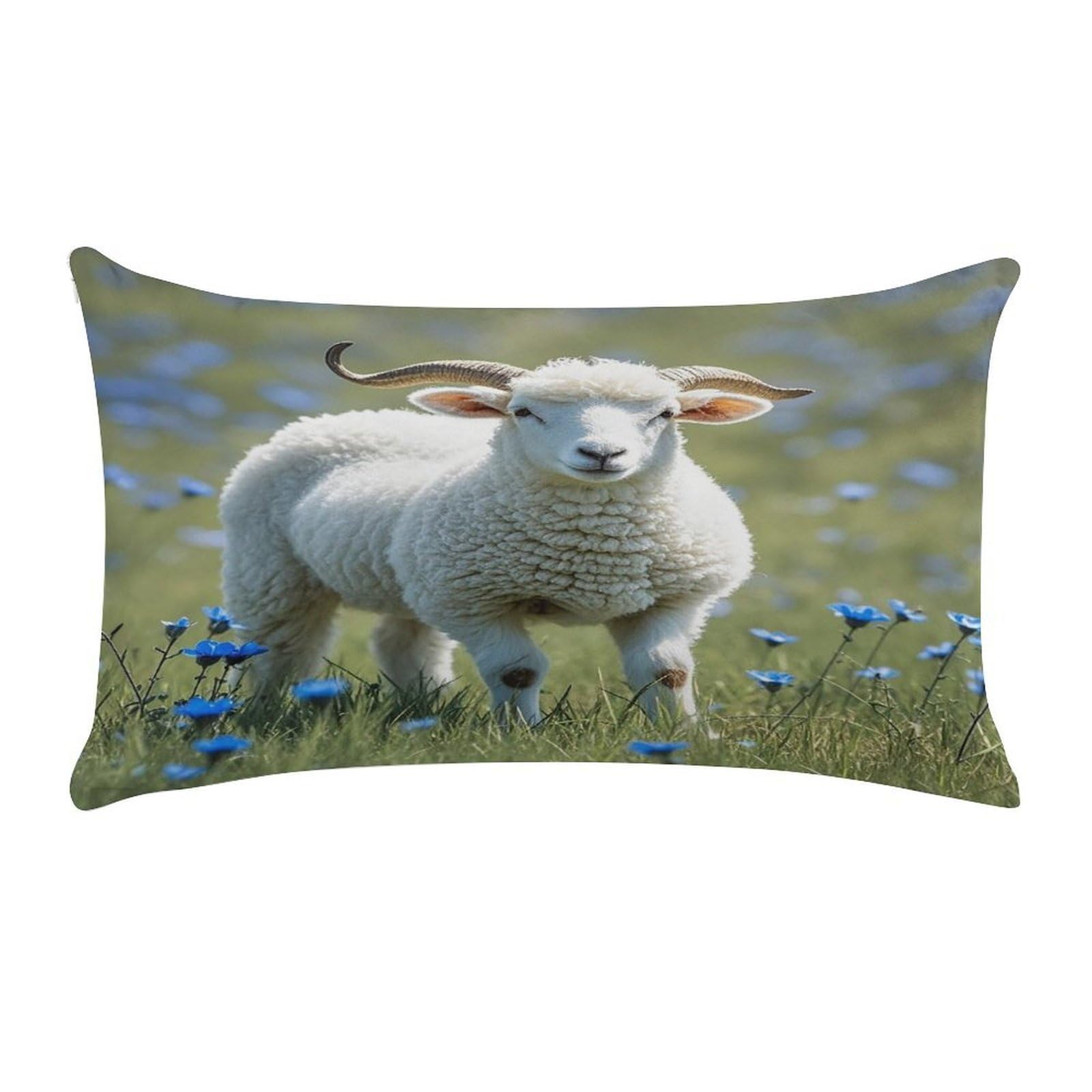 Sheep Pillow Case Decorative Rectangle Throw Pillow Cover Soft Plush Pillowcase Cozy Cushion Case Modern Pillow Sham Cushion Cover for Bedroom Sofa Couch 20 X 12 Inch