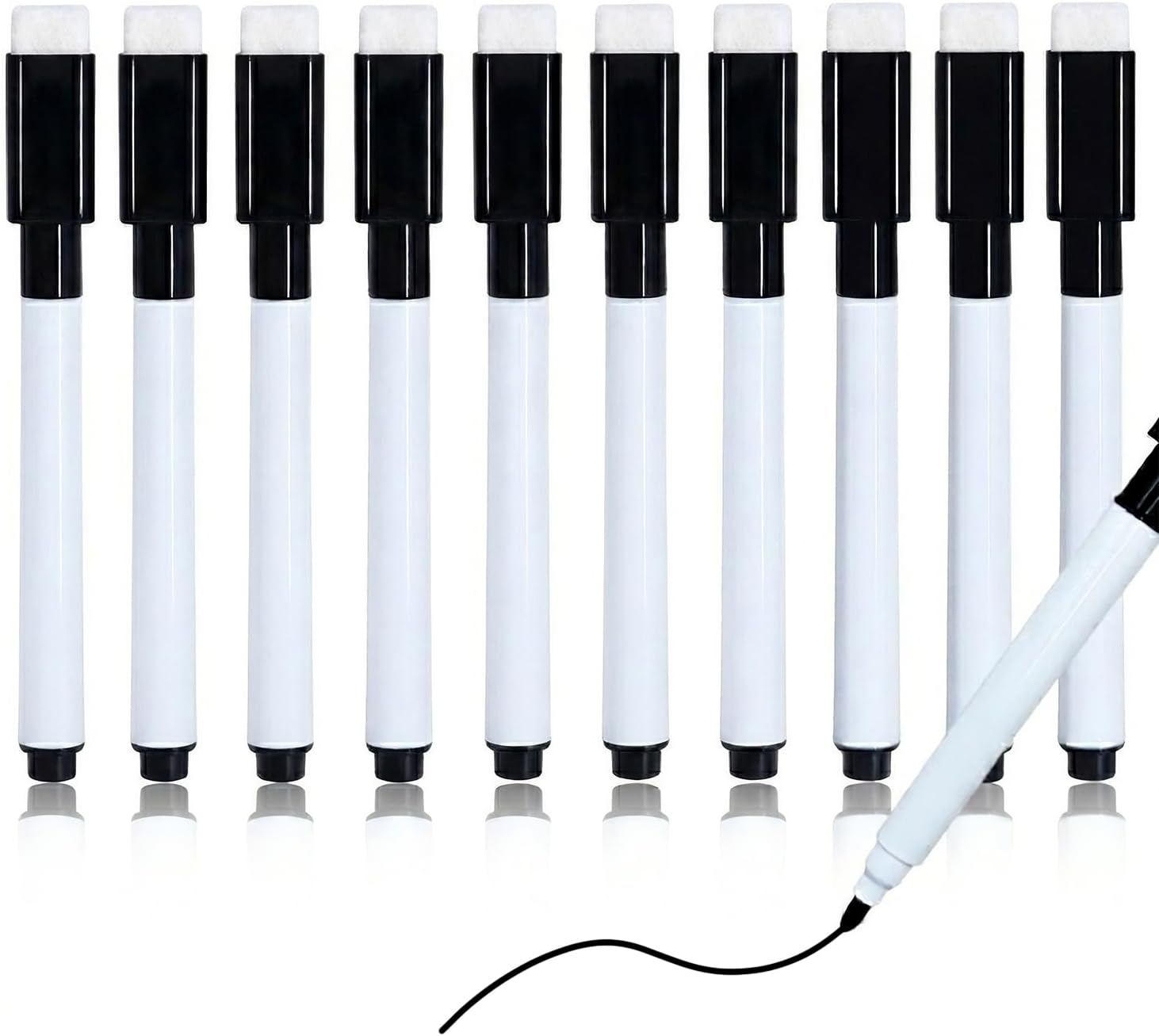 Whiteboard Marker 10 Stück, Folienstift Abwischbar Magnetisch Whiteboard Stifte Schwarz Dry Erase Marker für Whiteboards Memoboard Flipchart(11.3 * 1cm)