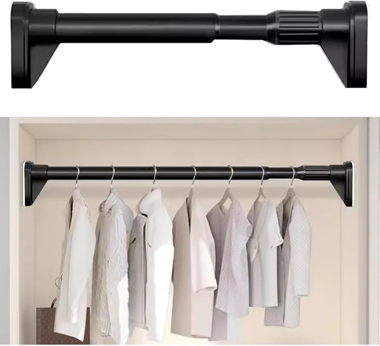 Closet Rod Adjustable Rv Closet Tension Rods for Hanging Clothes, No Drilling Shower Curtain Bar, Non-Slip Wardrobes Clothing Pole for Bathroom Laundry Room