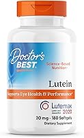 Vista 1 de Doctor's Best Luteína con Lutemax, sin OMG, sin gluten, sin soja, salud ocular, 20 mg, 180 cápsulas blandas