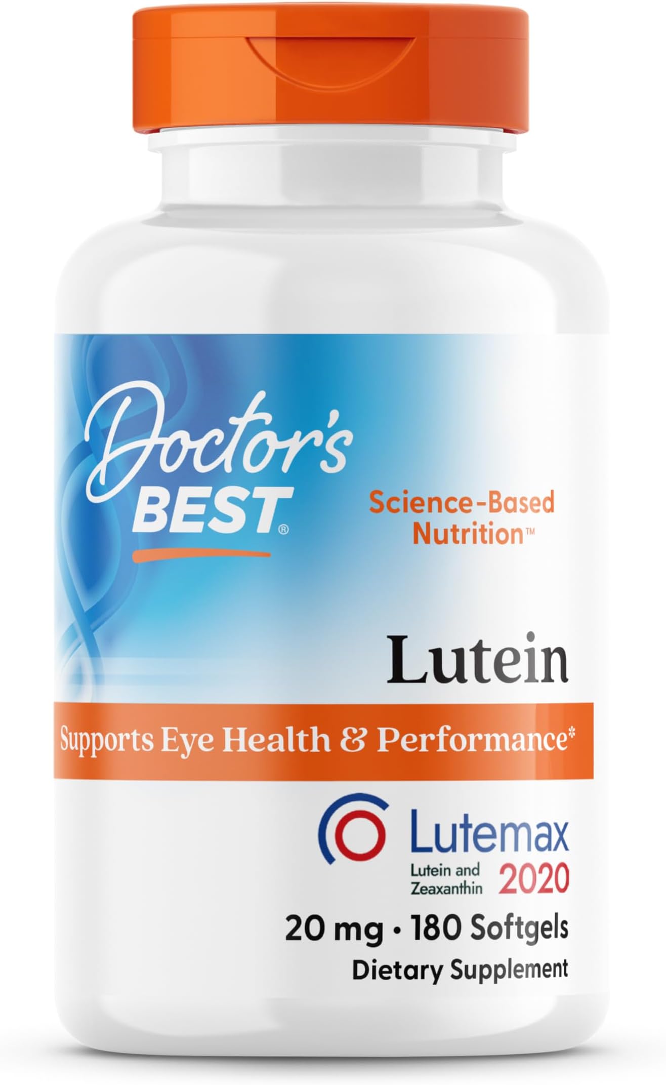 Lutein Featuring Lutemax, Non-GMO, Gluten Free, Eye Health, 20 mg, 180 Softgels