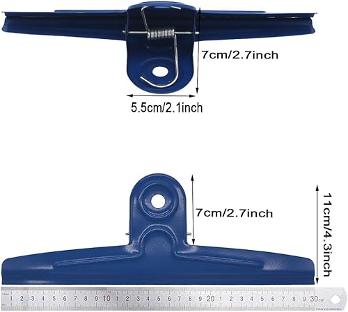 Miniatura 2 de GUKBIAY Pinzas de toro extra grandes, paquete de 2 clips de acero inoxidable de 12 pulgadas, color azul, jumbo, soporte de abrazaderas de papel para