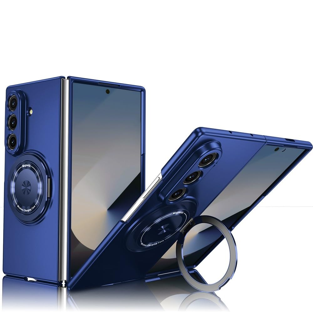 Protection Samsung Galaxy Z Fold 4 bleu coque silicone rabat rigide - 8