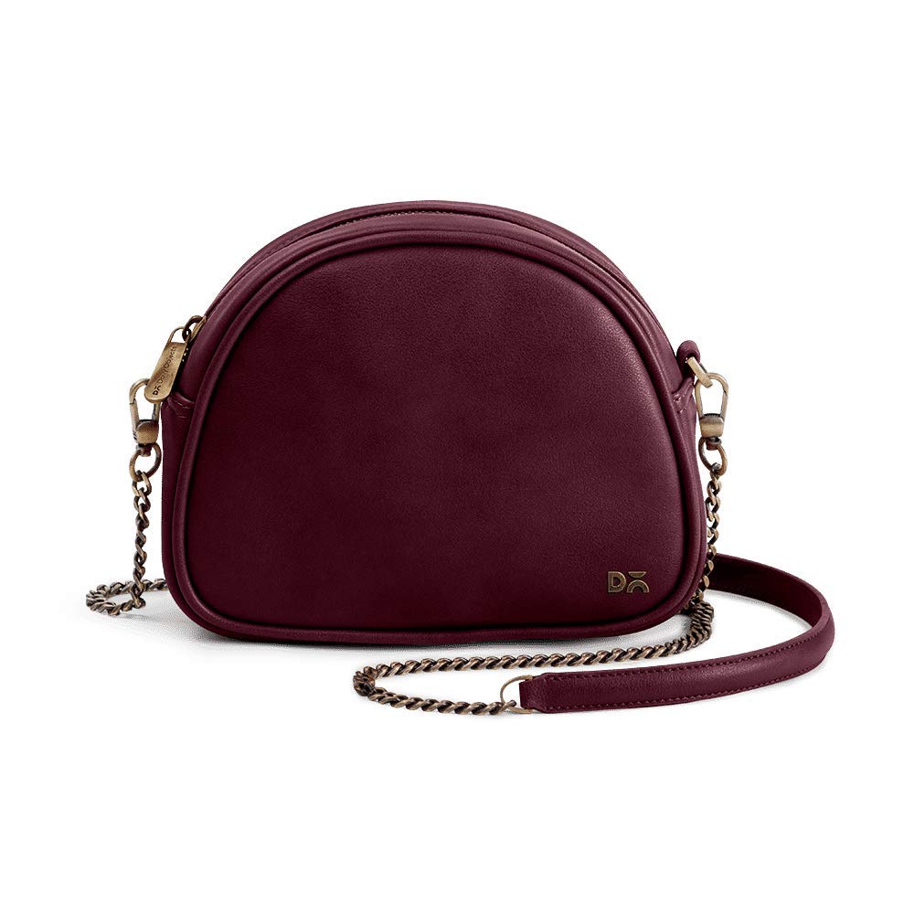 DailyObjects Solid Arch Sling Crossbody Bag For Women| Stylish Burgundy Vegan Leather Purse With Slip Pocket| Zip Closure With Detachable Brass Chain & Shoulder Pad| Storage Space For Everyday Use (B082KX99WM) Amazon Price History, Amazon Price Tracker