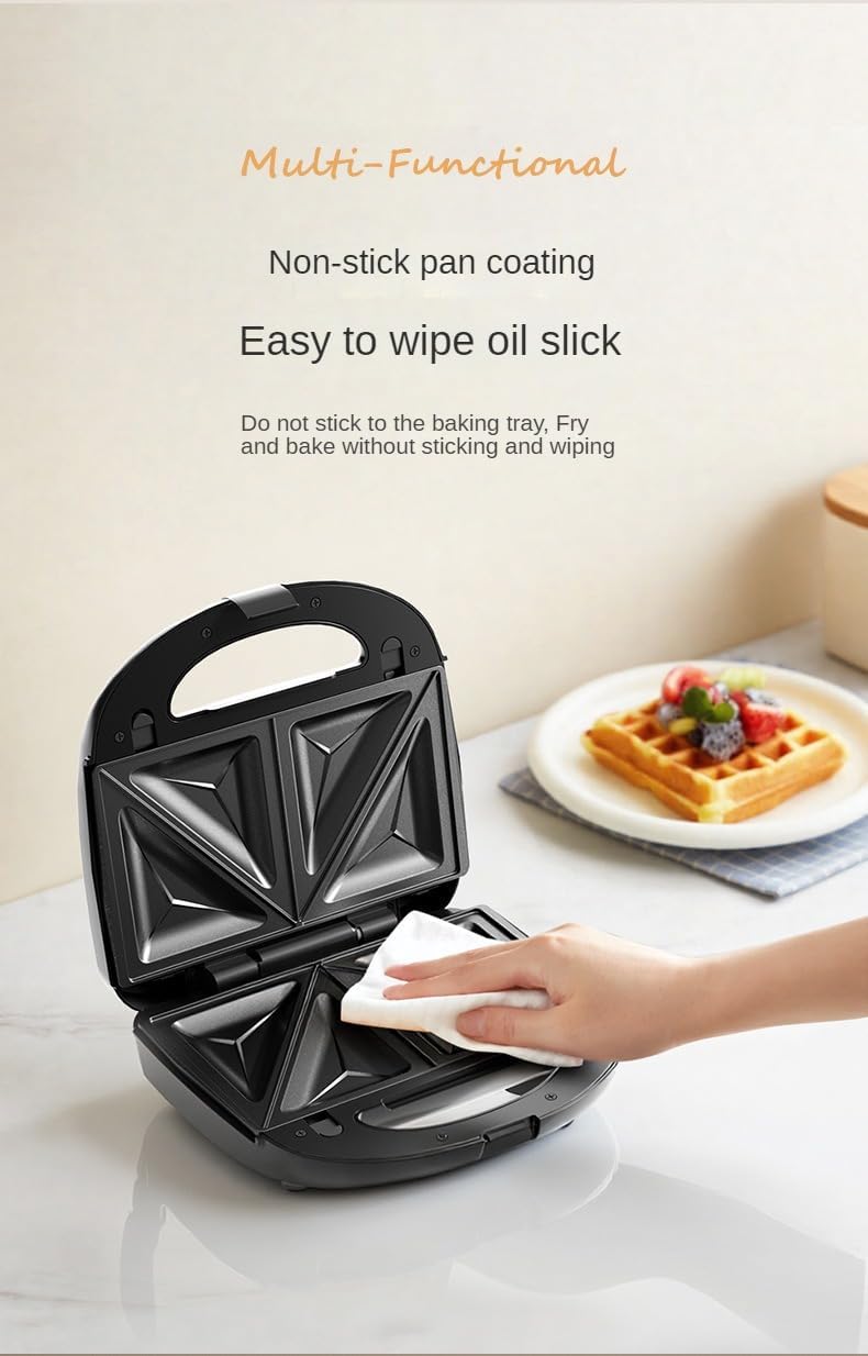 Multi-Functional Electric Sandwich Maker, Panini Press Grill and Waffle Iron Set with Removable Non-Stick Plates, Thermostat Control, Cool Touch Handle (3 in 1)