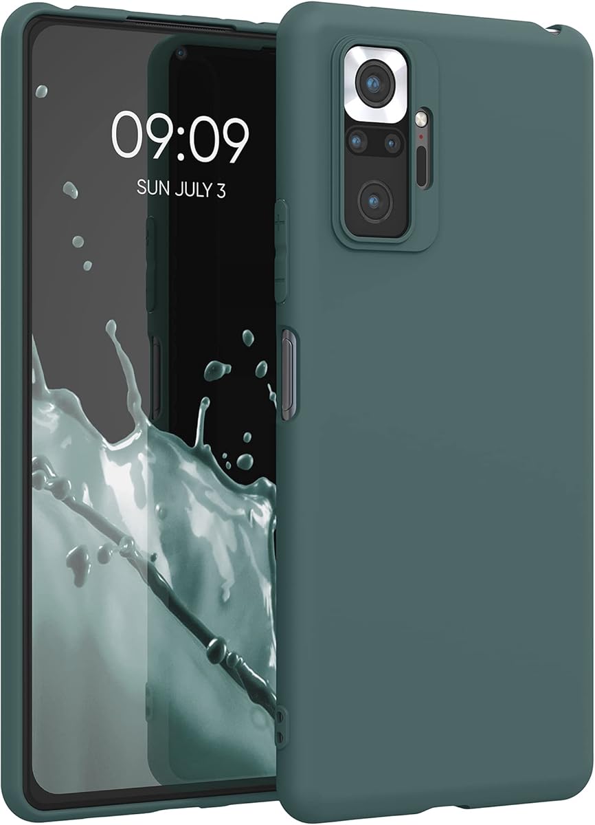kwmobile Funda para Xiaomi Redmi Note 10 Pro Carcasa - Ultrafina de TPU y Silicona con Bordes elevados anticaídas - Azul Verdoso