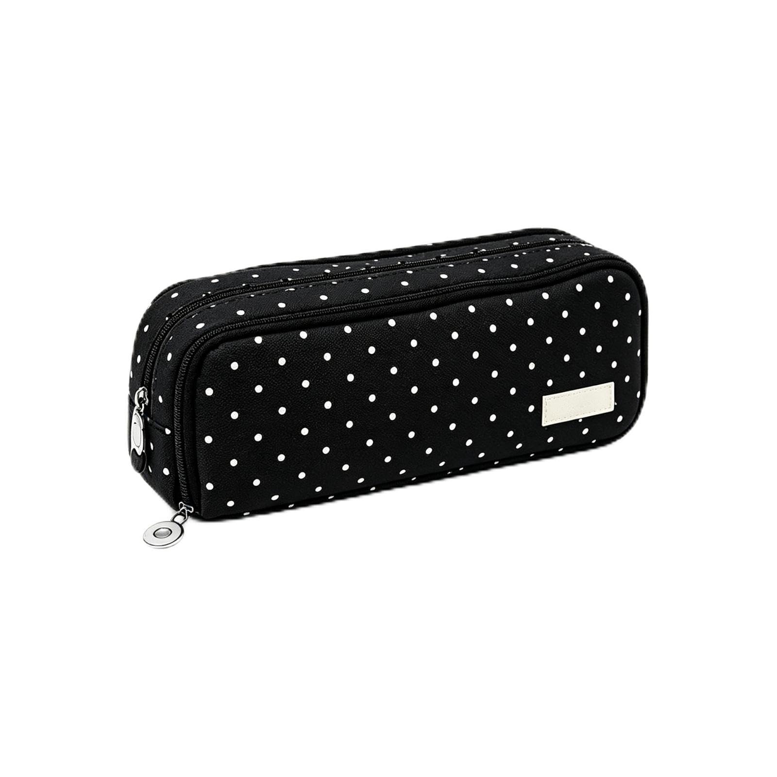 Large Capacity Polka Dot Pencil Case, Cute Pencil Case, Storage Bag，Black