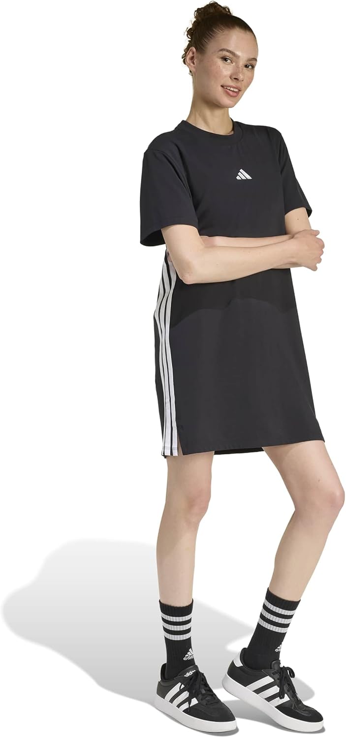 adidas Womens Essentials 3-Stripes T-Shirt Dress - Image 2