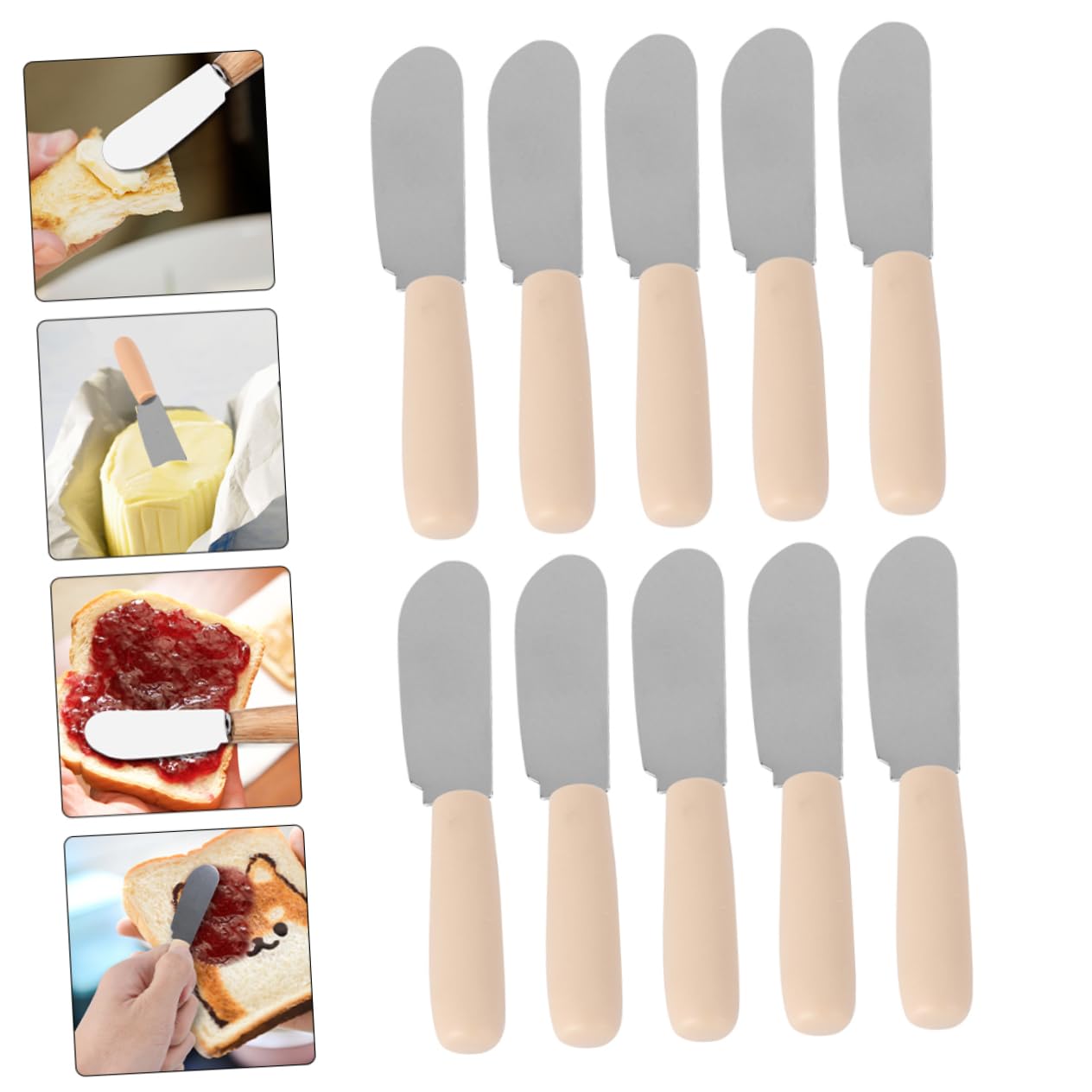 BRIGHTFUFU 3sets Butter Spreader Knife Mess-butter Spreader Plastic Handle Easy to Clean Innovative Design 10pcs*3