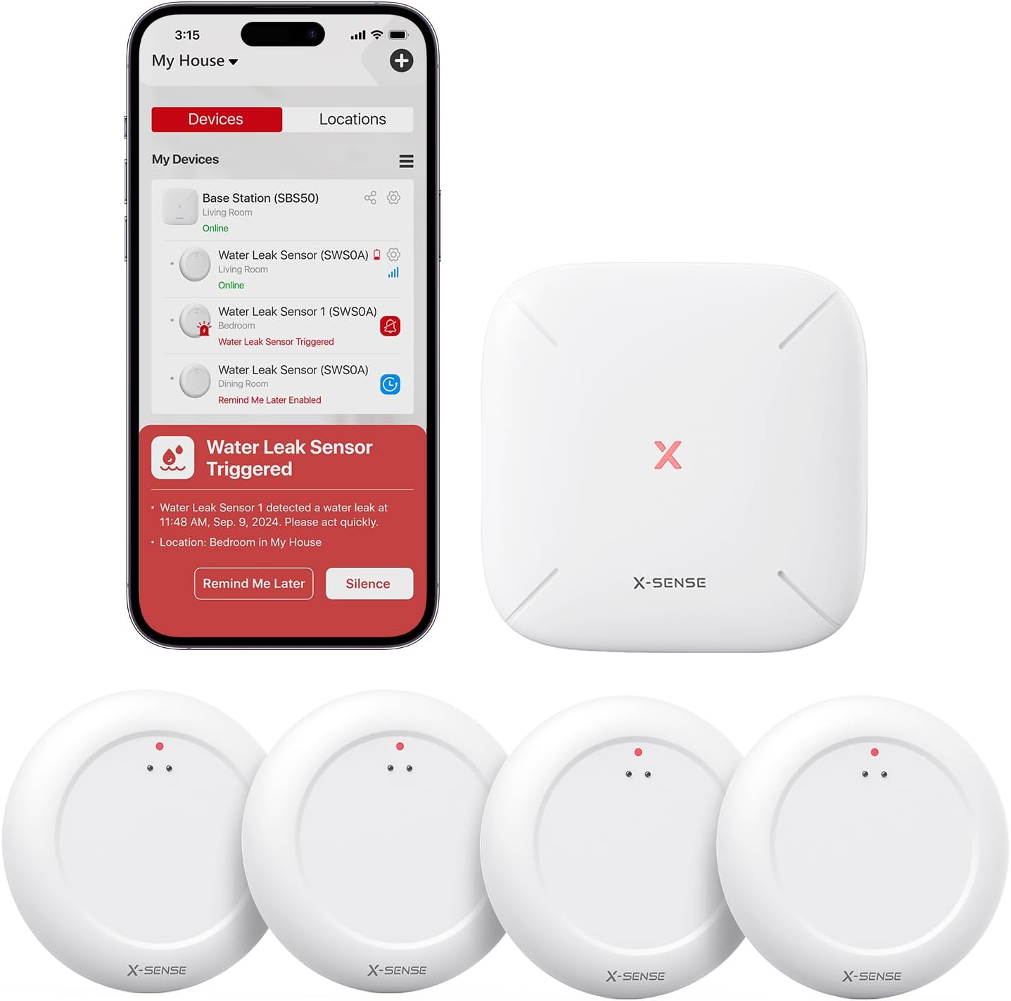 X-Sense Wi-Fi Water Leak Detector Kit