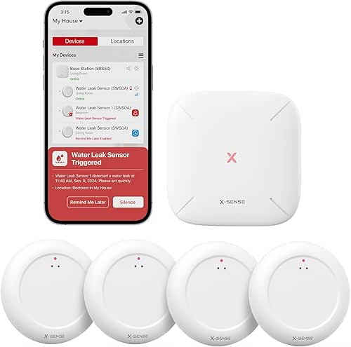 X-Sense Wi-Fi Water Leak Detector Kit, Smart Water Sensor Alarm