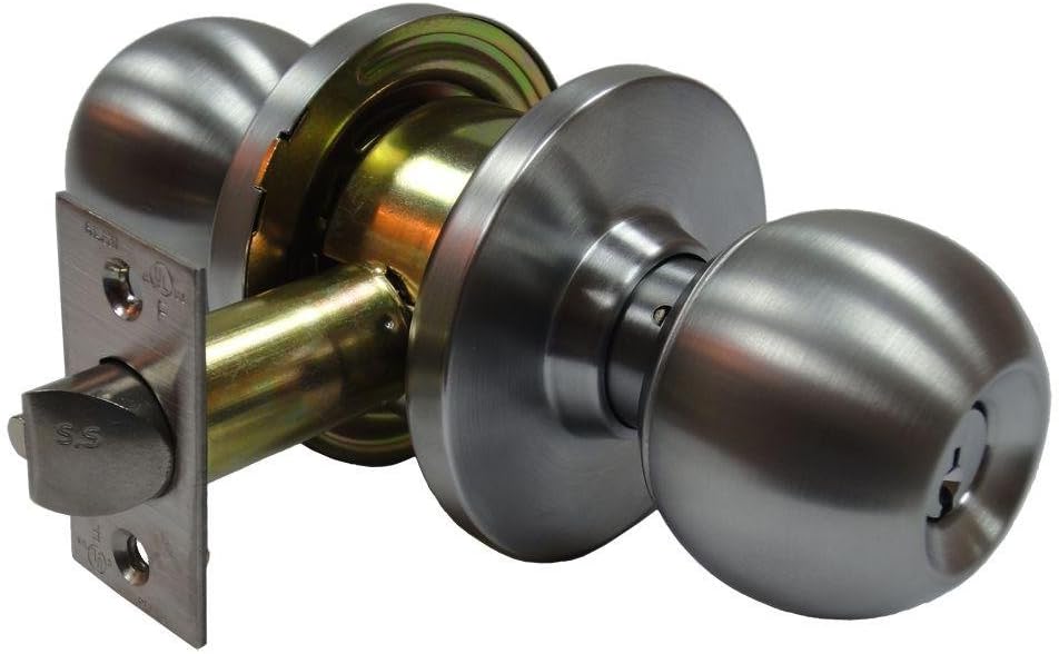 arctek 2-3/4 in. Cylindrical Ball Storeroom Knob with Latch in Satin Chrome