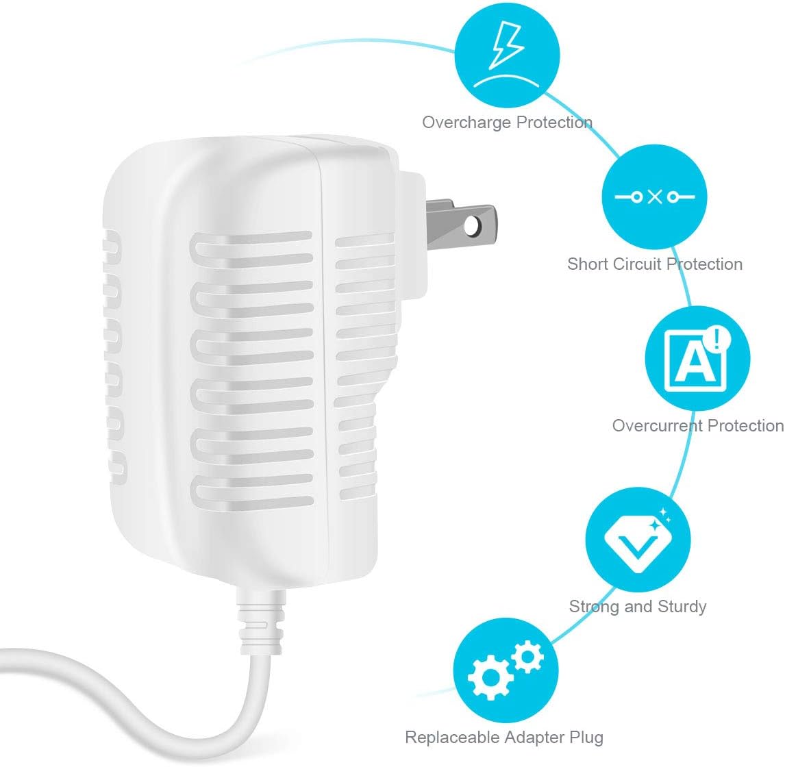 Lenink AC Power Supply Adapter for AA Battery, Replace 2 AA Battery for Led Lights, Decorations (White, 1.8m/5.9ft)