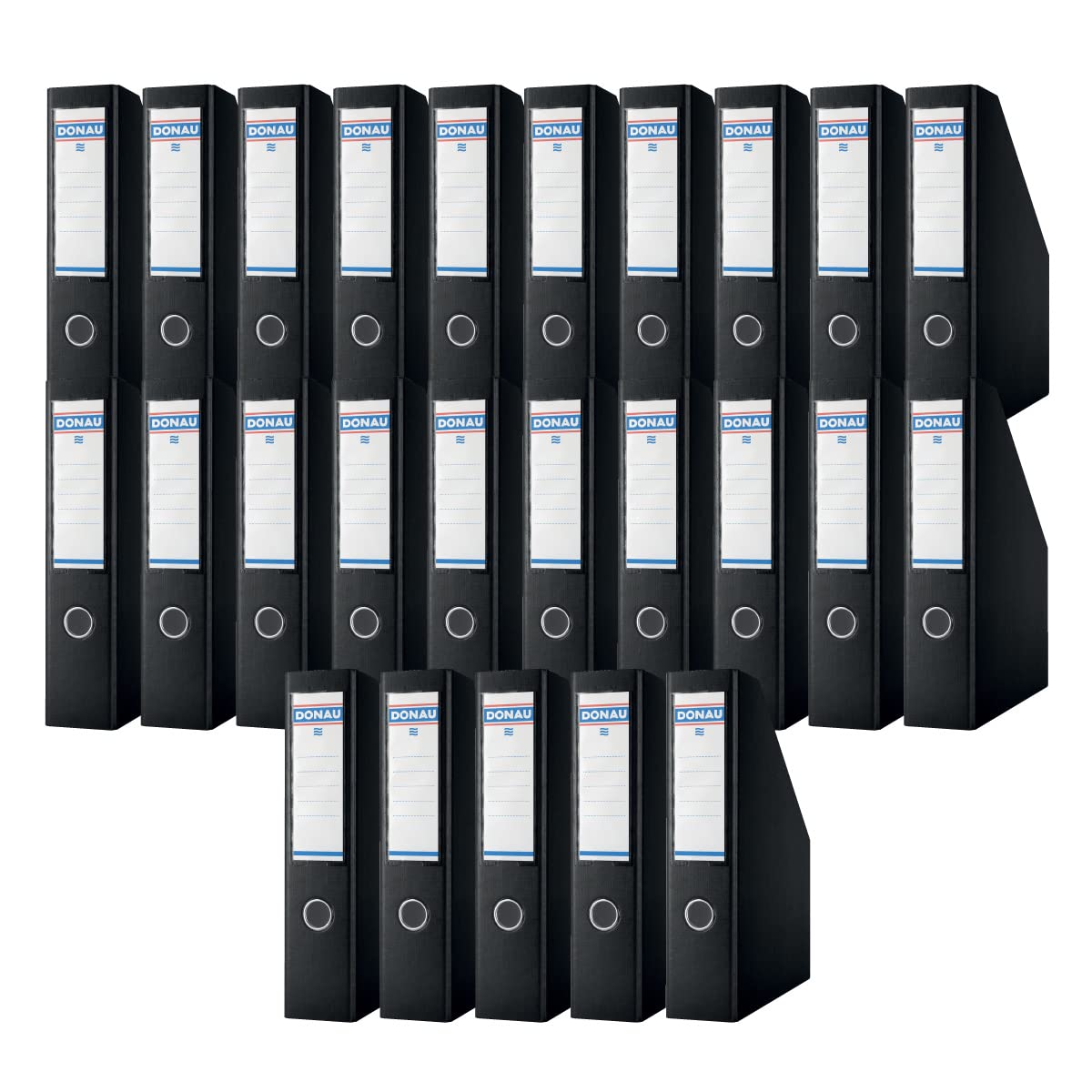 DONAU 3949001PL-01 Magazine File Stand Folder Archive Box Cardboard / Pack of 25 / 25 Pieces / Box - Black up to 750 Sheets for Office, School and Home for Storing A4 Documents