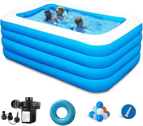 Piscina inflable, 71 x 51 x 28 pulgadas, piscina inflable de tamaño completo, piscina familiar para niños para fiestas acuáticas de verano, sin BPA