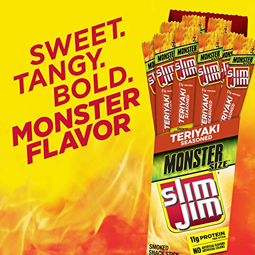Slim Jim Monster Jerky Meat Sticks, Teriyaki Seasoned, 1.94 oz., 18-ct - image 5