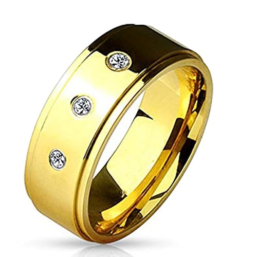 Via Mazzini Stainless Steel Crystal Proposal Engagement Wedding Band Ring For Men And Boys (Ring0550)