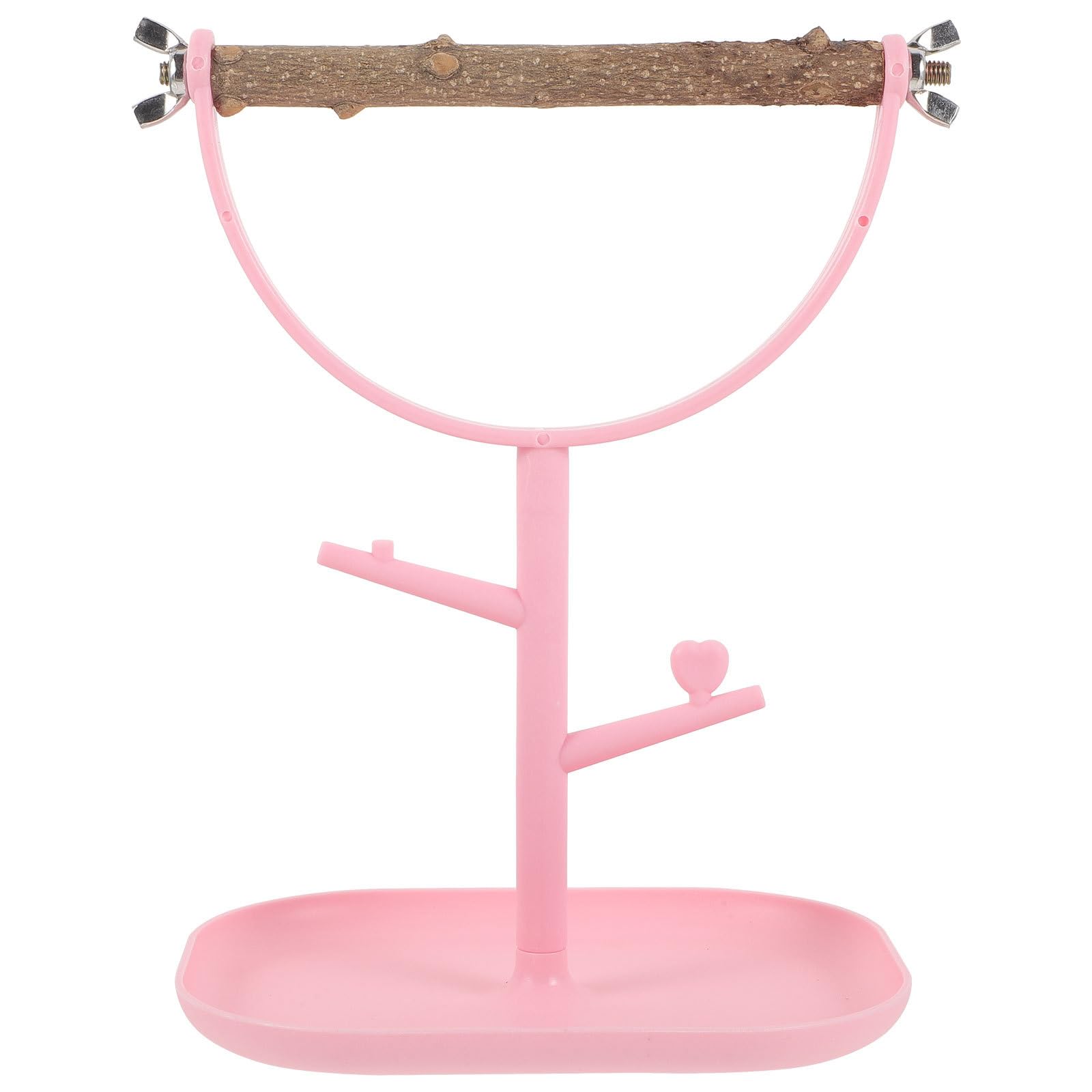 UKCOCO Bird Training Perch with Base Pink Plastic Tabletop Parrot Stand for Budgerigars and Small Birds Indoor Exercise and Claw Grinding Platform