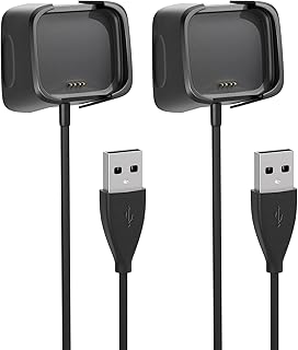 Sinoacc Charger for Fitbit Versa 2 Health & Fitness Smartwatch 3.3Ft Fast Charging Replacement Fitbit Versa 2 USB Charging Cable Dock Stand(not for Fitbit Versa/Versa Se/Versa Lite)-2Pack
