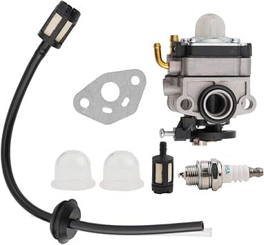 Lawn Mower Carburetor with Fuel Line Gasket Kit for Gardenline 25CC 1E34F Brush Cutter H129-1C1 Replacement for Outdoor Power Equipment Accessory