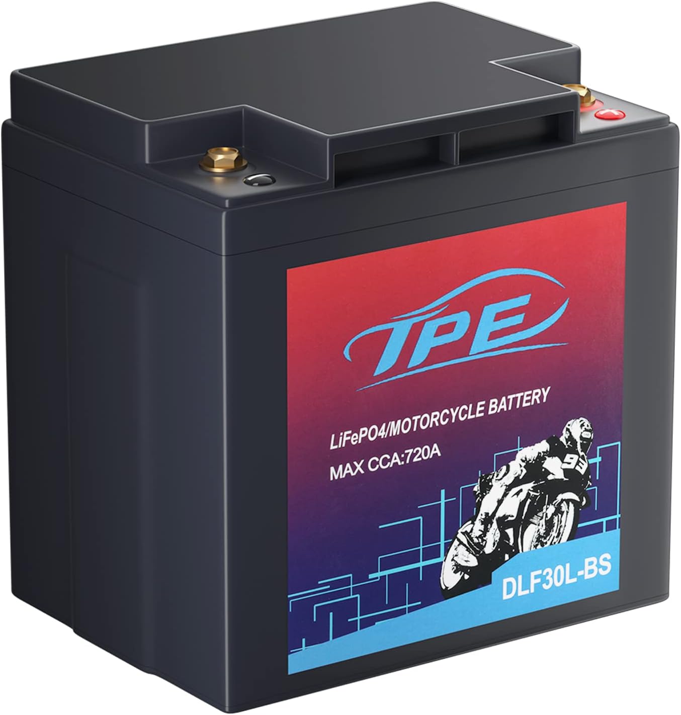 TPE Lithium Motorcycle Scooter Battery LiFePO4 Engine Start Battery 12.8V 12AH 720 CCA with BMS (Smart Battery Management System) 2500-8000 Life Cycles