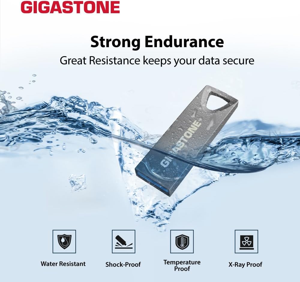 【GIGASTONE】 Z70 128 GB 2 Pack USB 3.2 Gen1, USB Flash Drives, Reliable for PC and Mac, Waterproof Metal, Mini and Robust, USB 2.0/3.0/3.1 Interface Compatible