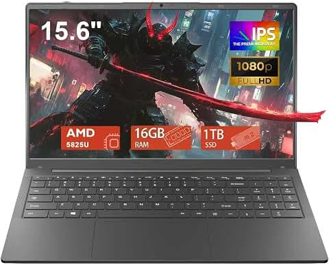 CYCLUS Ordinateur Portable Gaming 15.6 Pouces, PC Portable pour Étudiants Multimédia, Processeur R7 5825U (8C/16T jusqu'à 4,5 GHz), 16GB RAM 1TB SSD, Vega 8, Clavier AZERTY Rétroéclairé, Webcam Type-C