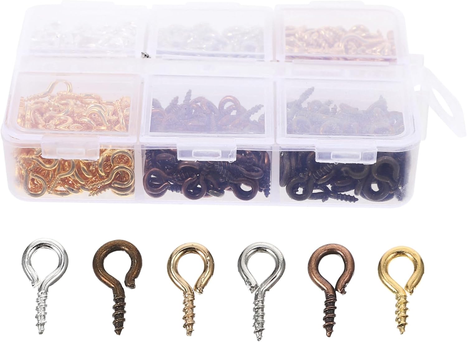 Box of 100 Mini Eyelet Screw Hooks for Jewelry Making Metal for DIY Crafts Flat Head Screw for Pendants and Bead Charms