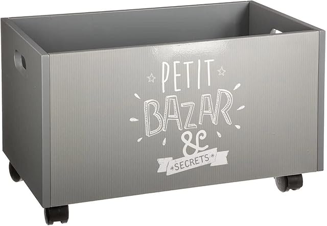 Children's wooden storage chest on wheels - Colour GREY and WHITE