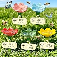 Bienentränke für den Garten, Bienentränke Keramik für Wildbienen und Insekten, Bienentränke Blume für bienen, Schmetterlinge, Bestäuber, Garten (5 Stück)