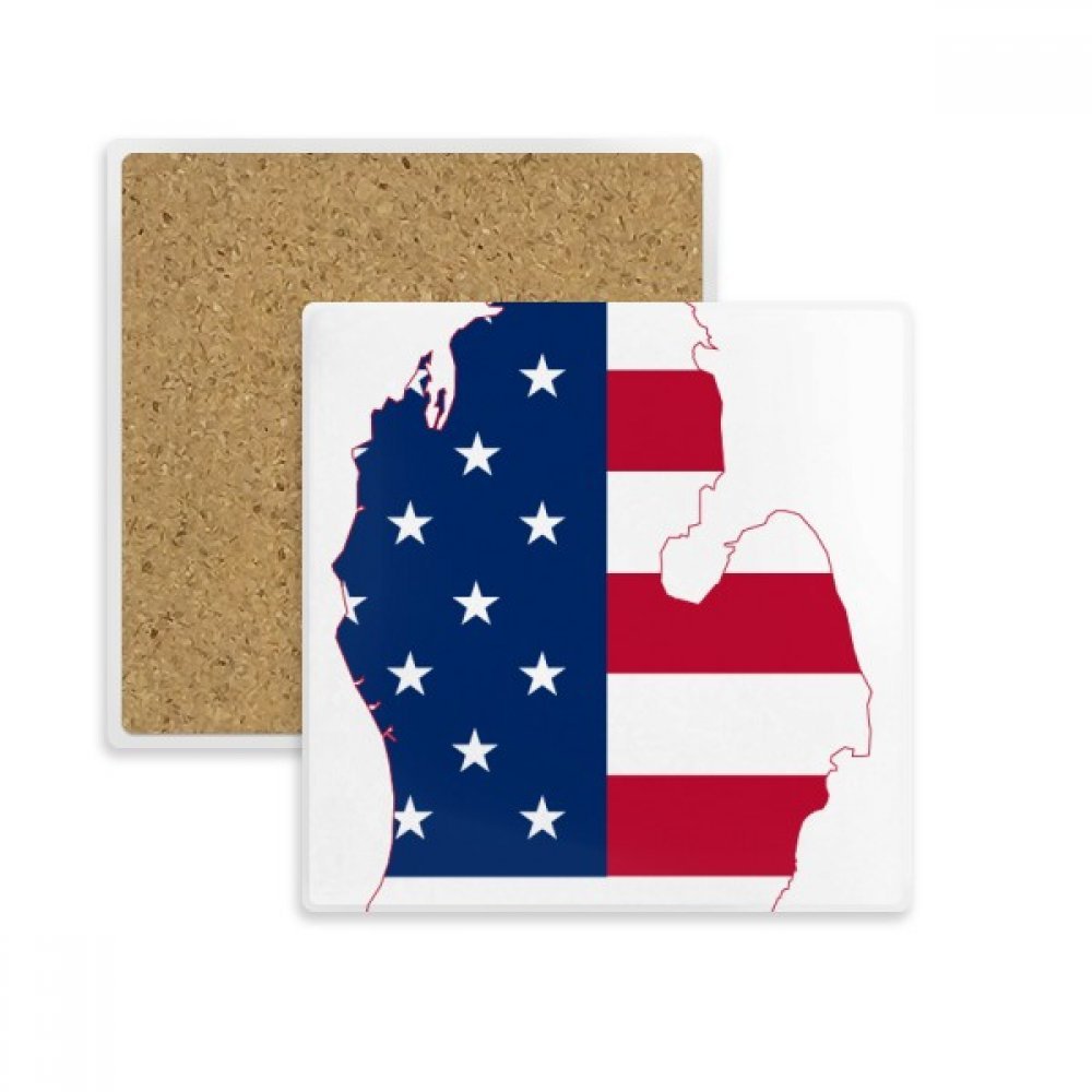 Tasse Coaster Michigan en pierre absorbante avec drapeau des États-Unis