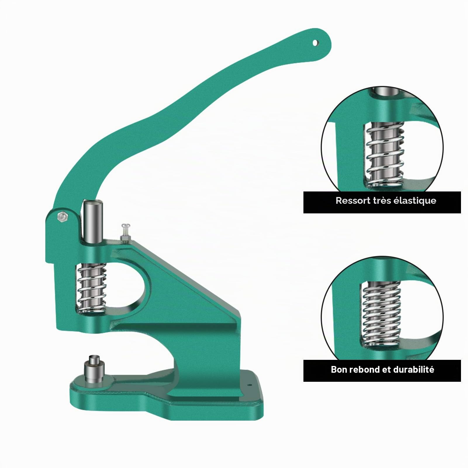 Presse à rivet à main, kit d'outils de presse à rivets en cuir avec 3 matrices de 6/10/12 mm et 1500 œillets, pince à perforer à main, pour bannière, panneau, auvent, affiche, rideau