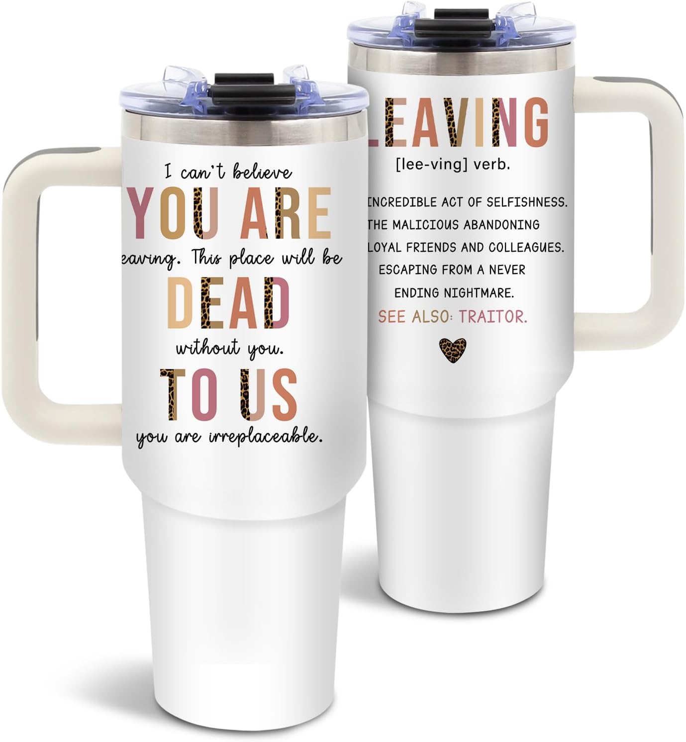 DUUV Leaving Job Gifts for Coworkers, Going Away Tumbler for Women, Men, Birthday Gift for Co-Worker, Friends, Farewell Gifts for Christmas Thanksgiving, 40 Oz Tumbler with Handle, 1PCS