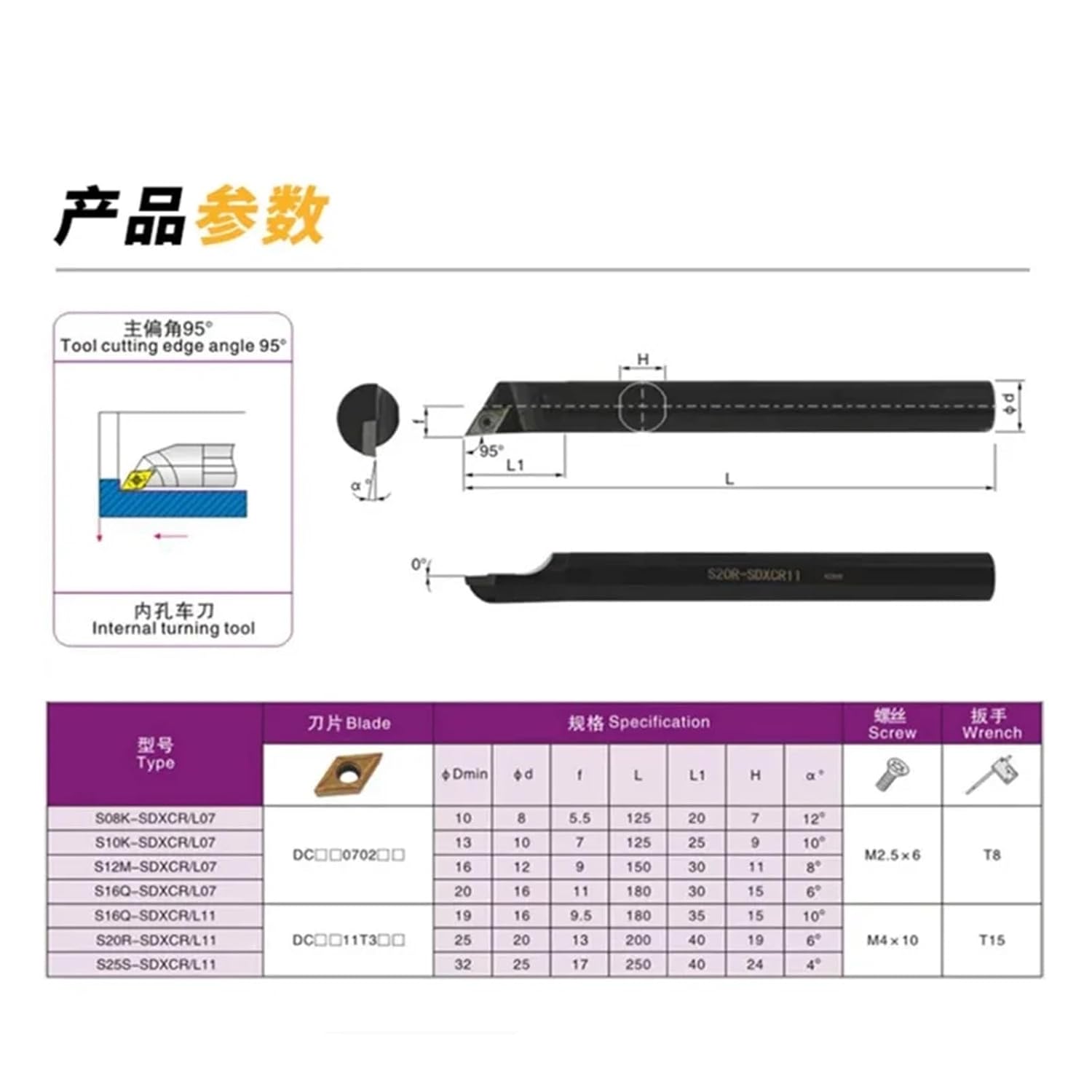 SDXCR SDXCL Inner Hole S08K S10K S12M S16Q S20R S25S SDXCR07 SDXCL07 SDXCR11 SDXCL11 CNC Lathe Boring bar(S10K SDXCL07)