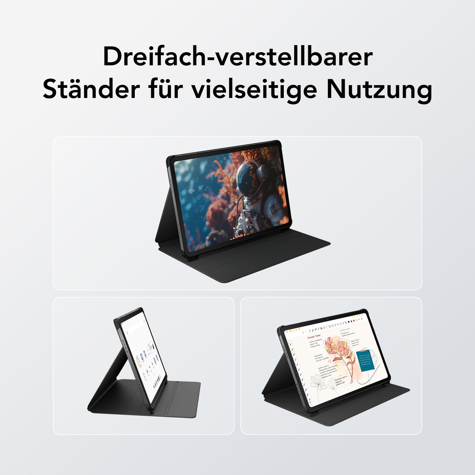 TCL Tablet-Hülle für NXTPAPER 11 Plus – Schlanke PU-Leder Flipcover mit 3 verstellbaren Winkeln, magnetischer Stifthalterung & Auto Sleep/Wake-Funktion – Schwarz