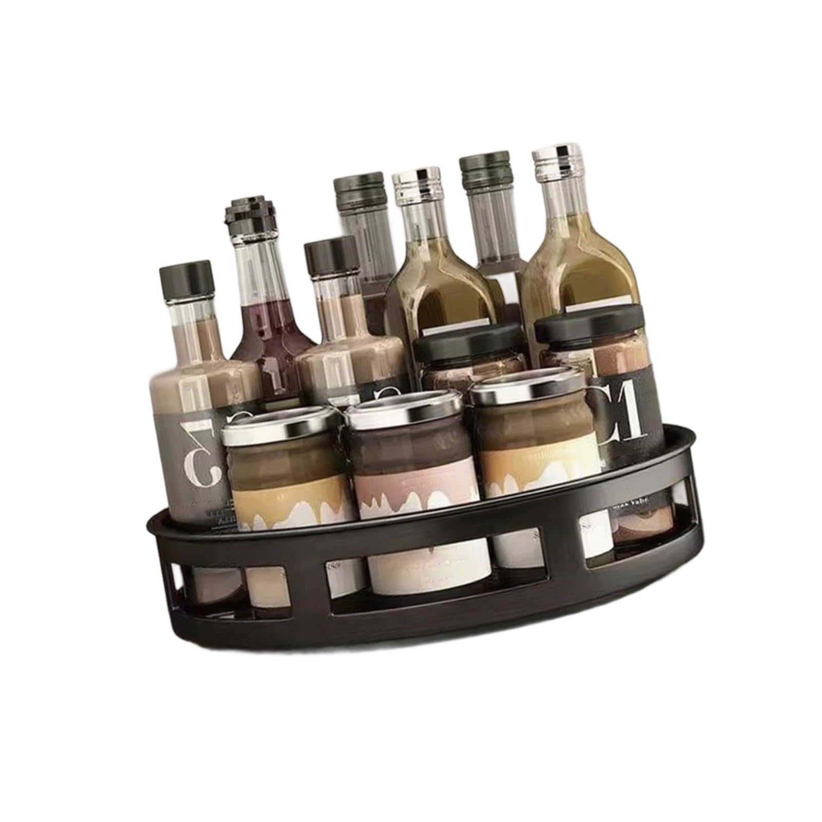 APGLSXY Space Saving Rotating Shelf for Kitchen Bathroom Metal Organizers Adjustable Cosmetic Storage Multiple Layer Cosmetic Organizers