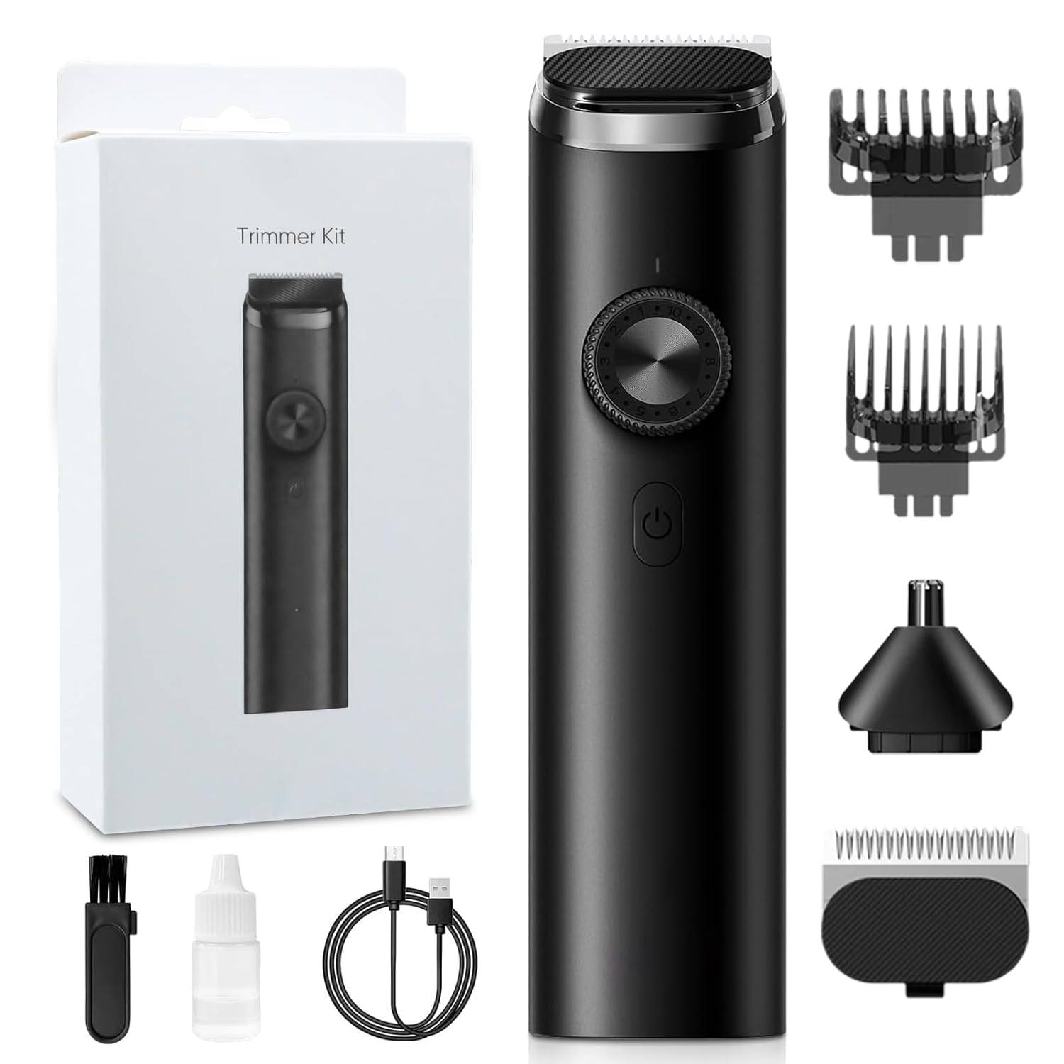 Barbeador Elétrico, Aparador de Pelos Elétrico à Prova d’Água 6 em 1 com Três Cabeças de Barbear Diferentes, Depilação do Nariz, Barba, Cabelo e Facial