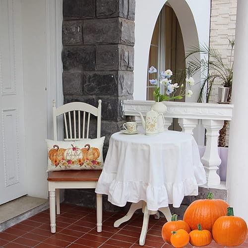 Miniatura 5 de Ogiselestyle Funda de cojín lumbar de calabaza de 12 x 20 pulgadas, decoración de otoño y Acción de Gracias para sofá