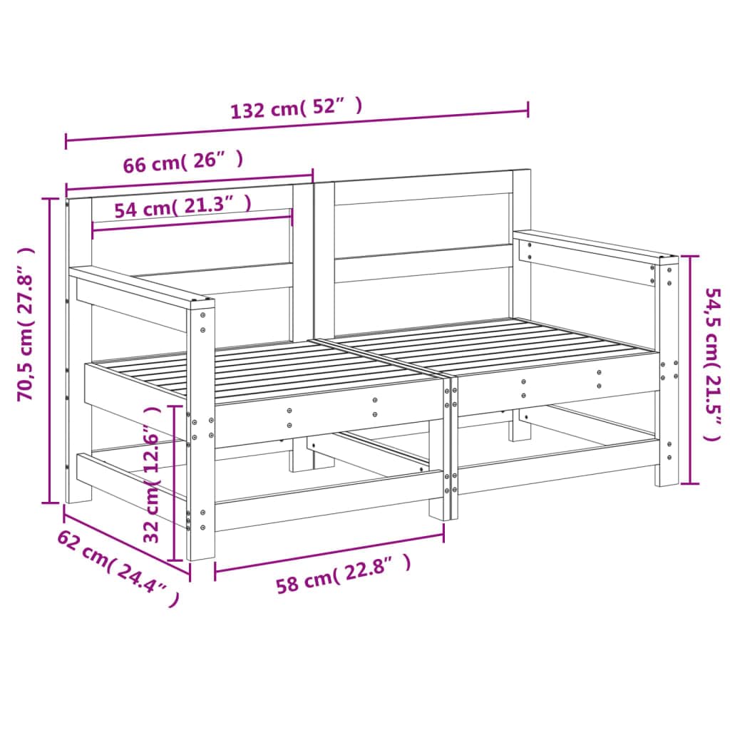 Divano angolare da giardino, 2 pezzi, in legno massello di pino, resistente alle intemperie, per terrazza, balcone, lounge con braccioli e schienale, robusto divano da giardino per esterni