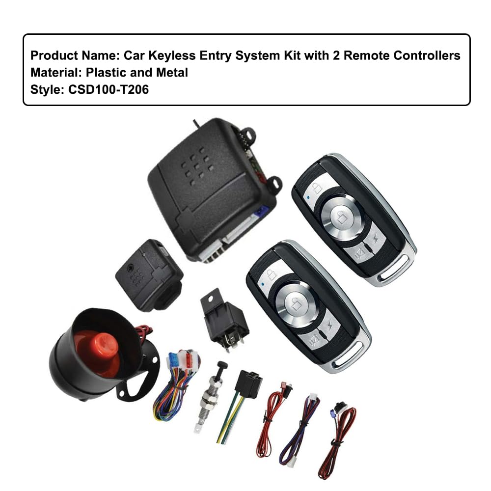 Riloer Kit de système d'entrée sans clé de voiture avec 2 télécommandes Contrôle sans effort Compatible avec tout véhicule équipé de systèmes de verrouillage centralisé nécessitant un verrouillage