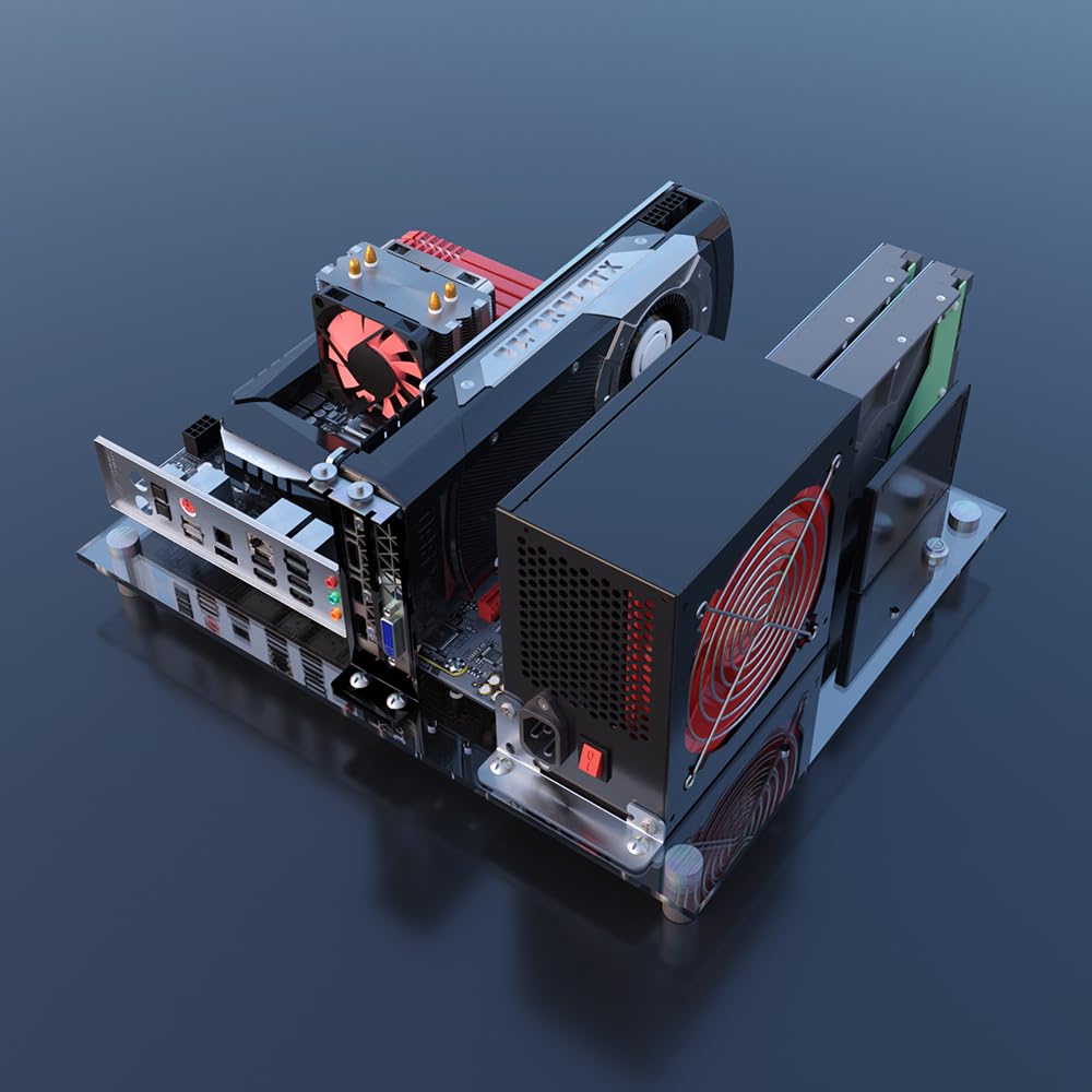 Custodia per PC a telaio aperto in acrilico fai da te per MATX, Motherboard ITX - Rack per panca da gioco e test per costruzioni PC