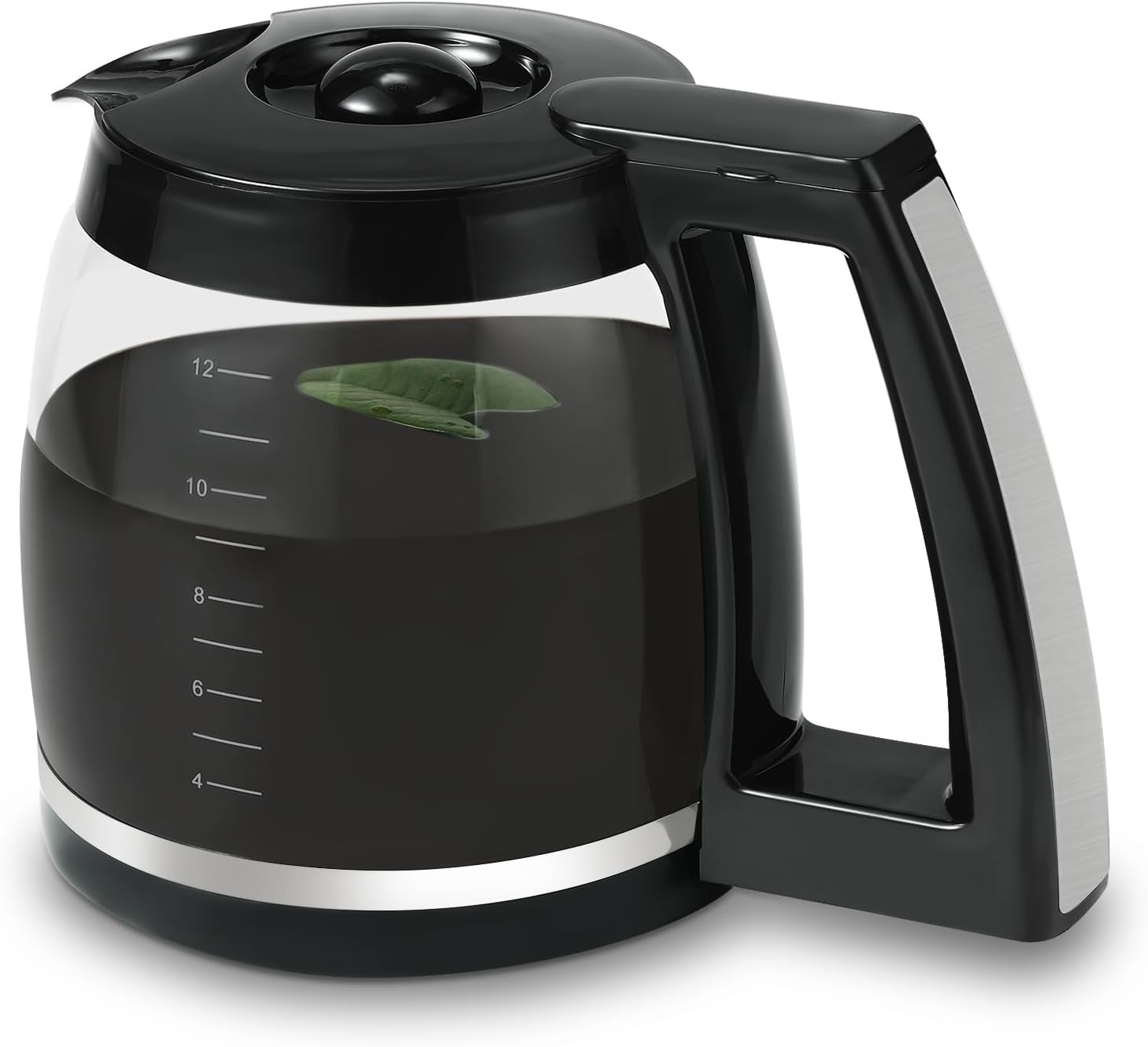 12-Cup Glass Coffee Carafe Replacement Compatible with Cuisinart Coffee Makers- Coffee Pot Replacement 12 Cup Fits Models DCC-1200PRC, DCC-1100BK, DGB-550BK, CHW-12, SS-12