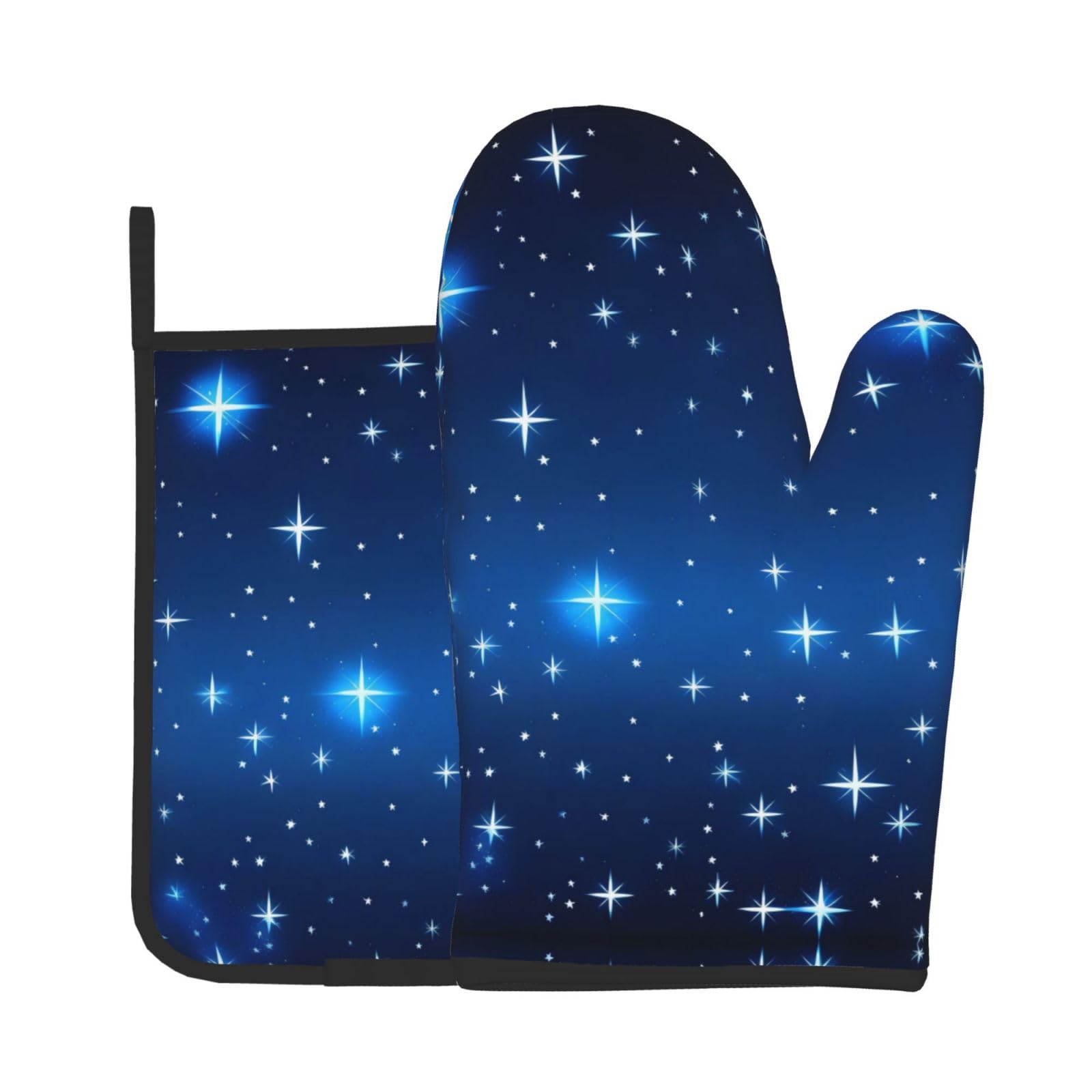 Oven Mitts and Potholders Set of 2 for Kitchen Baking Cooking GrayBlue Star Pattern Thick and Durable
