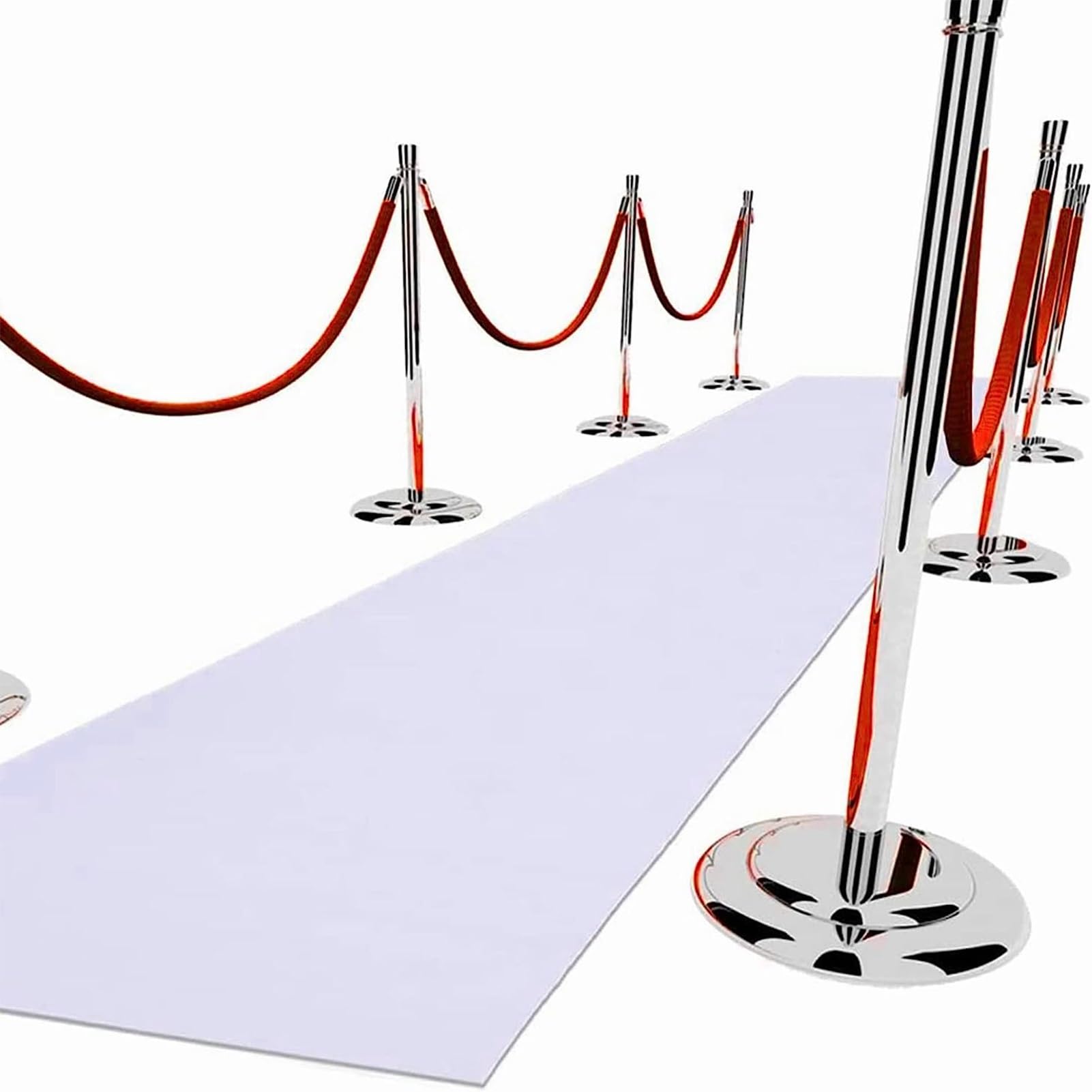 Weißer 10m langer Hochzeitsläufer Teppich – 2mm Polyester rutschfester Laufsteg Teppich Event Teppich Ausstellungsteppiche mit 1 Stück Teppichband für Zeremonie Kirche Party Outdoor Dekoration ( Size
